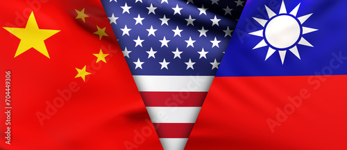Flags China and Taiwan. USA...