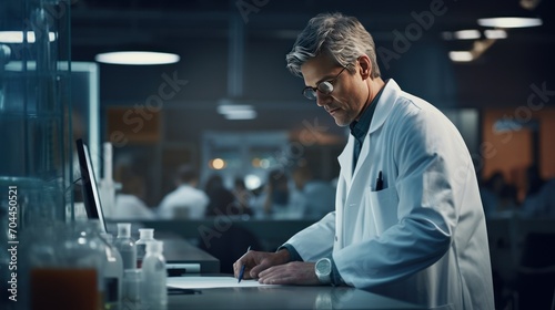 A doctor in a research lab ,scientists are working