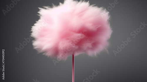 realistic pink cotton candy on stick isolated