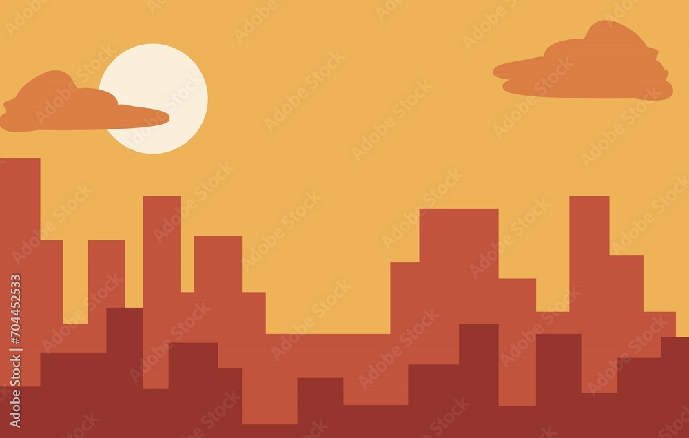 background city in the noon of day flat illustration 