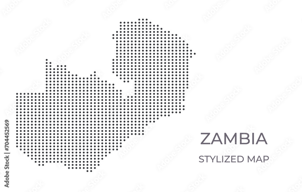 Dotted map of Zambia. in stylized style. Simple illustration of country map for poster, banner.