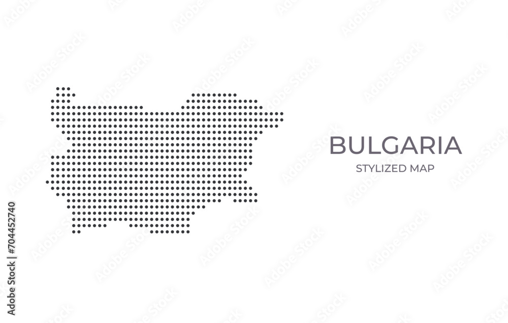 Dotted map of Bulgaria in stylized style. Simple illustration of country map for poster, banner.