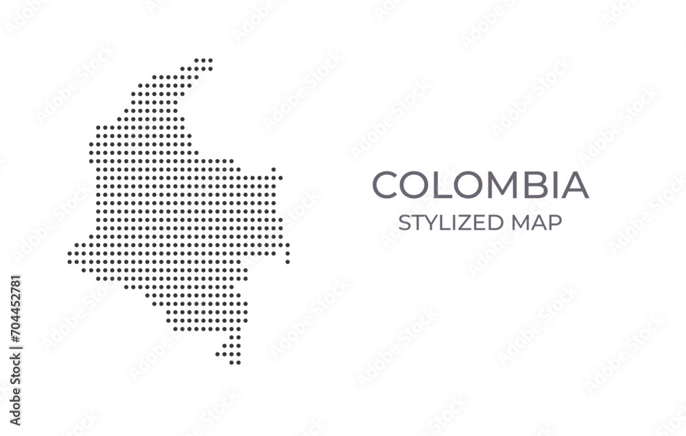 Dotted map of Colombia in stylized style. Simple illustration of country map for poster, banner.