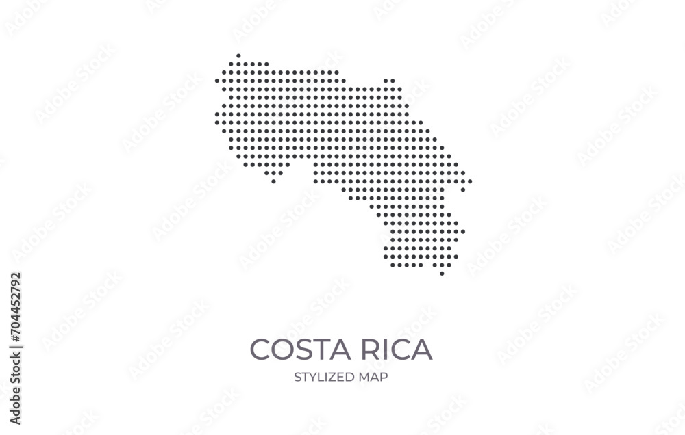 Dotted map of Costa Rica in stylized style. Simple illustration of country map for poster, banner.