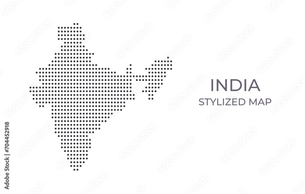 Dotted map of India in stylized style. Simple illustration of country map for poster, banner.