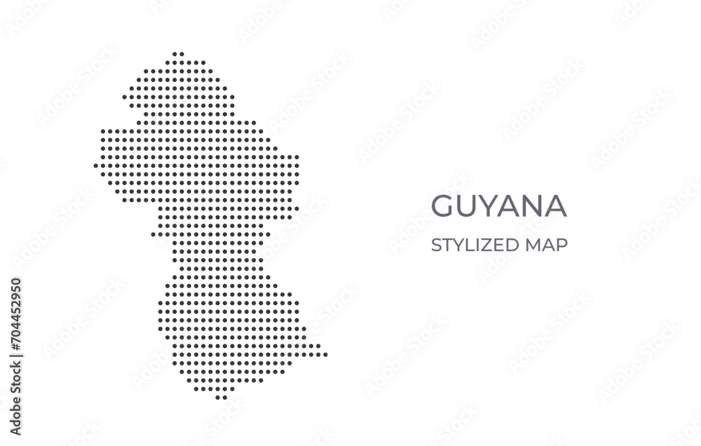 Dotted map of Guyana in stylized style. Simple illustration of country map for poster, banner.