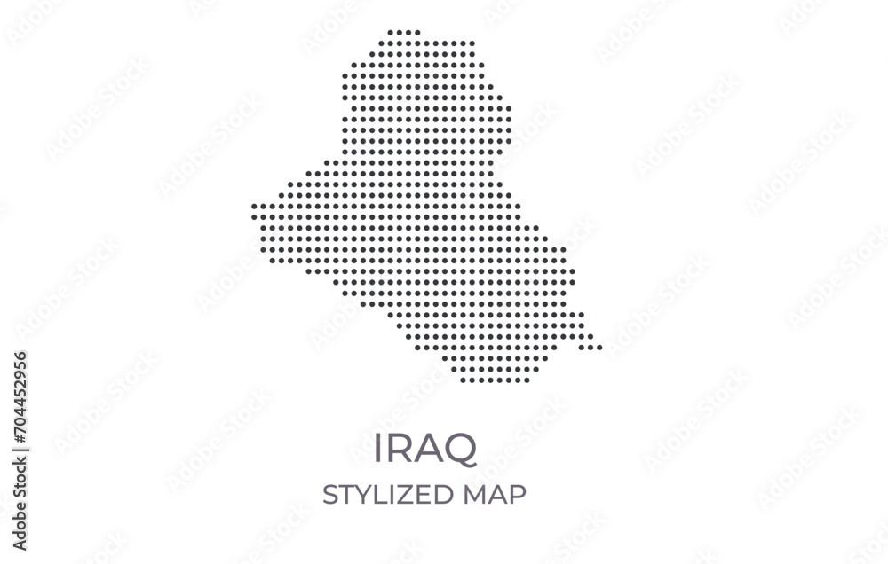Dotted map of Iraq in stylized style. Simple illustration of country map for poster, banner.