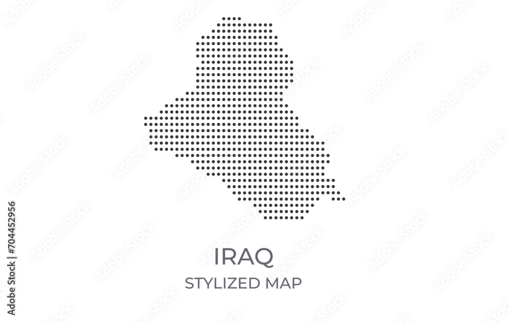 Obraz premium Dotted map of Iraq in stylized style. Simple illustration of country map for poster, banner.