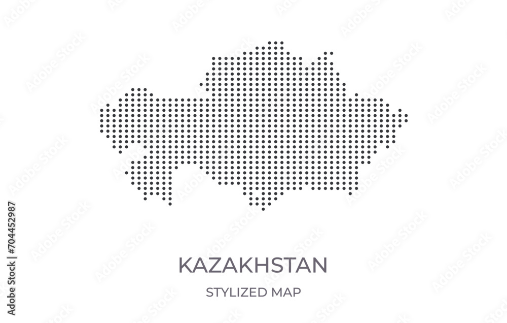 Dotted map of Kazakhstan in stylized style. Simple illustration of country map for poster, banner.