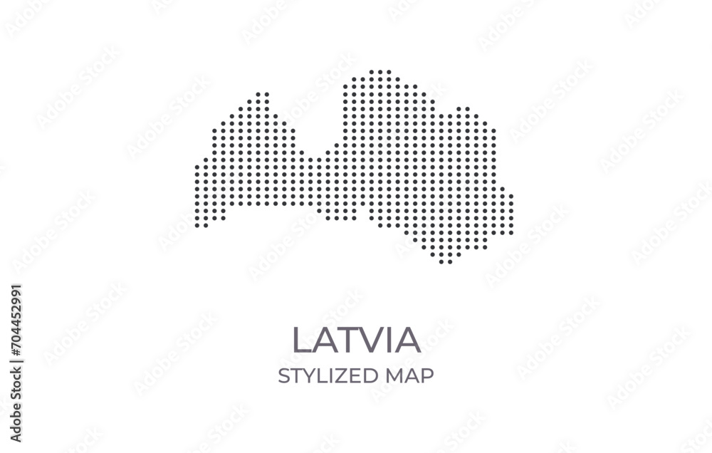 Dotted map of Latvia in stylized style. Simple illustration of country map for poster, banner.
