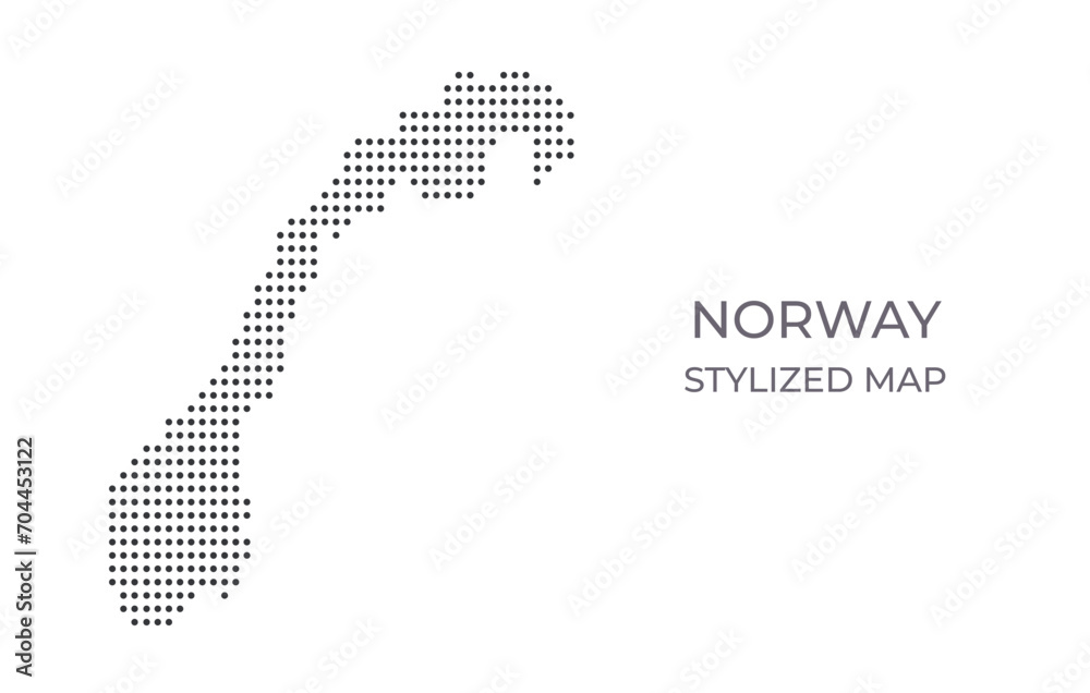 Dotted map of Norway in stylized style. Simple illustration of country map for poster, banner.