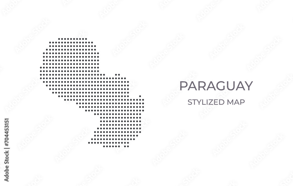 Dotted map of Paraguay in stylized style. Simple illustration of country map for poster, banner.
