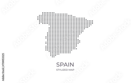 Dotted map of Spain in stylized style. Simple illustration of country map for poster, banner.