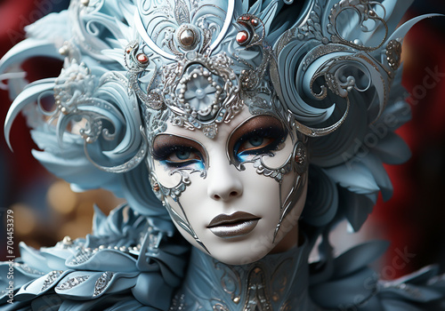Venetian carnival costume mask. Tradition and glamour. AI generated