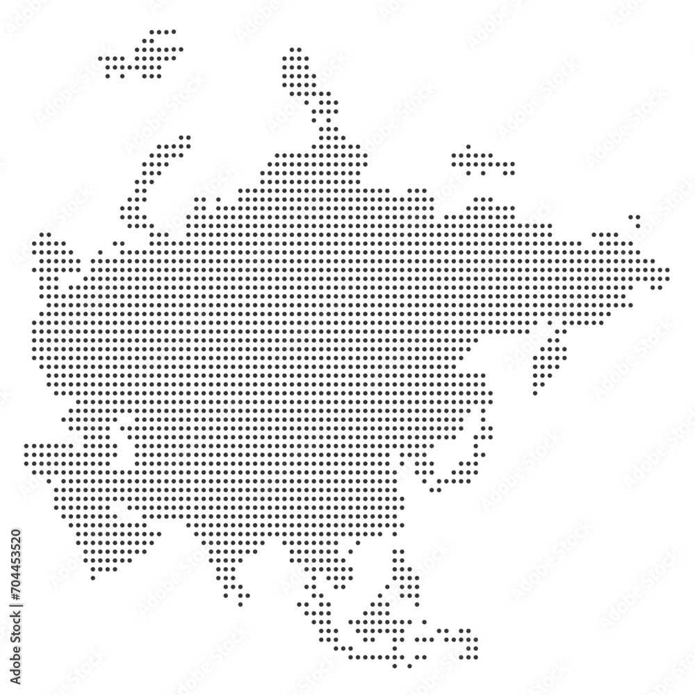 Dotted map of Asia in modern style. Stylized map of Asia in minimalistic modern style