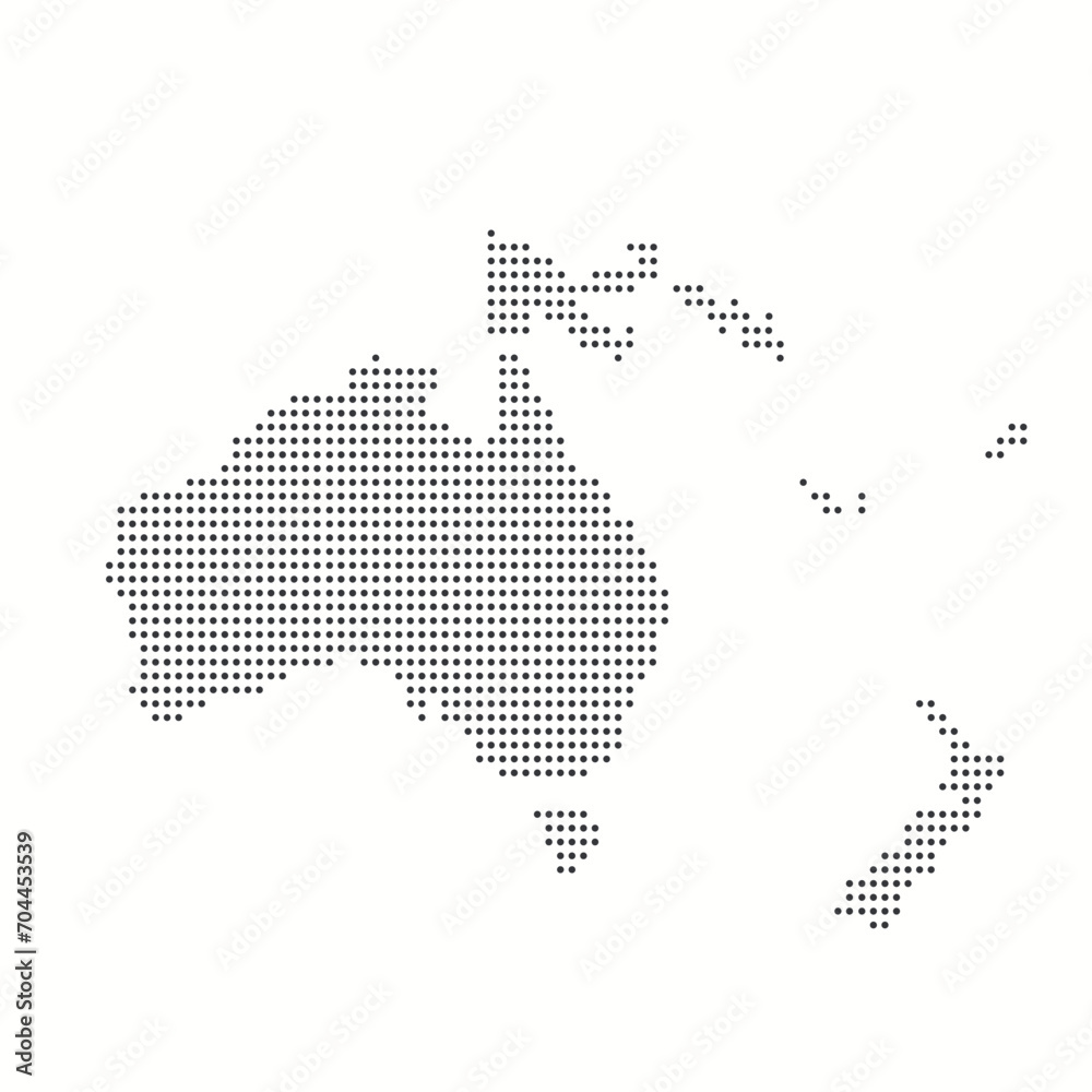 Dotted map of Oceania in modern style. Stylized map of Oceania in minimalistic modern style