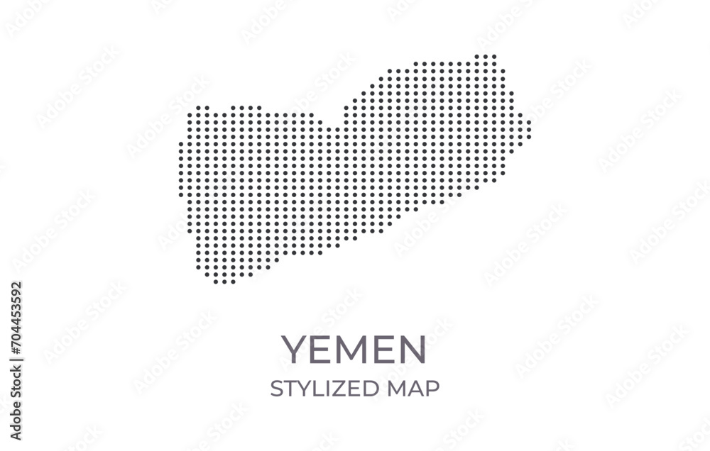 Dotted map of Yemen in stylized style. Simple illustration of country map for poster, banner.