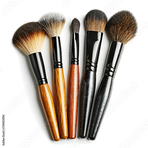 Makeup brush set isolated on white background, png
