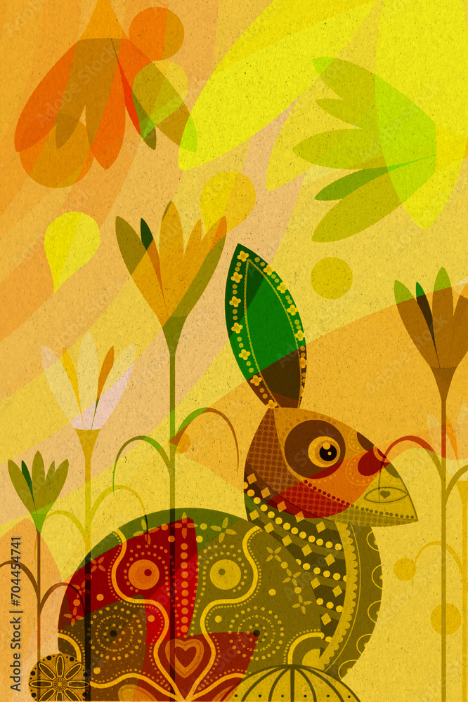 Fototapeta premium Coniglio con sfondo astratto. 