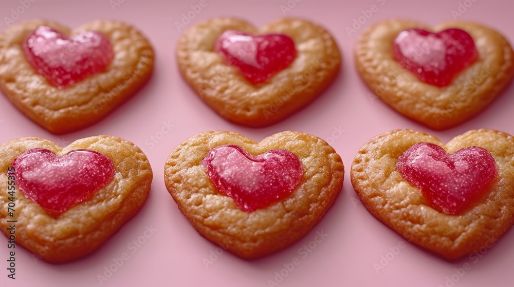 Heart Cookies for Valentines Day. created with Generative AI Technology, ai, generative