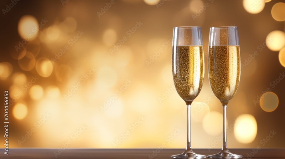 Champagne glasses on a beautiful bokeh background. Champagne glasses on a beautiful bokeh background.