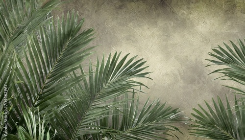 tropical leaves background with palm leaves photo wallpapers for the room palm branches the background is in the grunge style