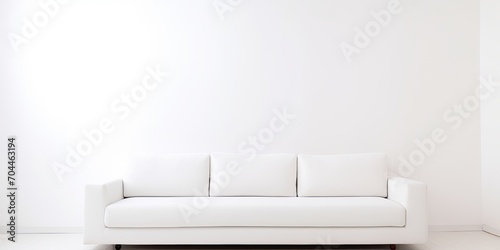 White couch on a white backdrop.