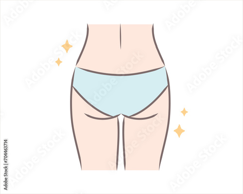 引き締まったスリムな女性のお尻のイラスト
