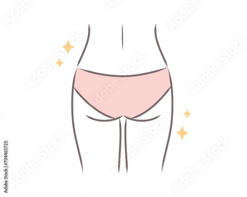 引き締まったスリムな女性のお尻のイラスト