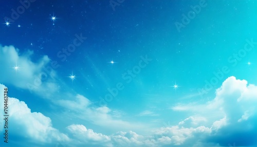 cerulean blue gradient mystical sky with clouds and stars phone background wallpaper ai generated