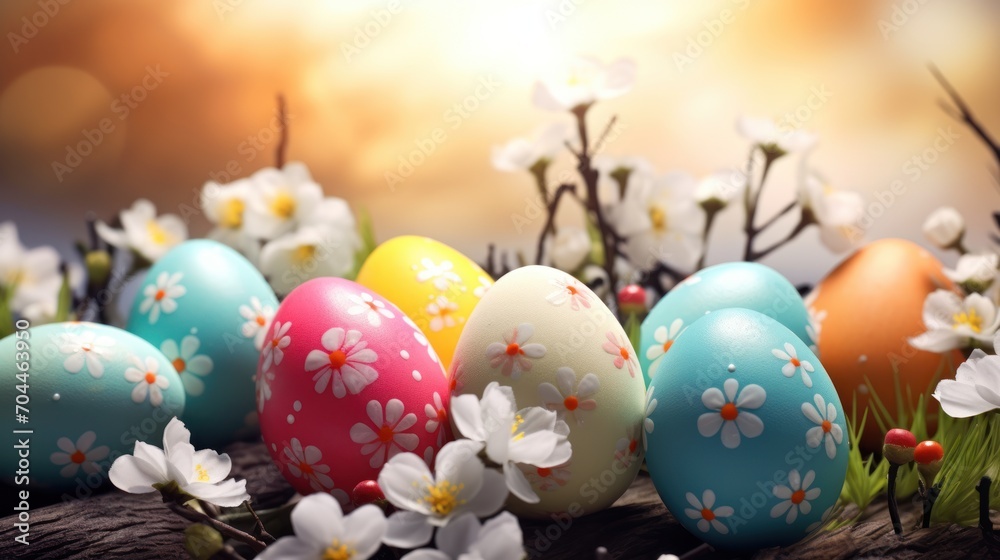 Happy Easter. Congratulatory easter background. Background with copy space. 