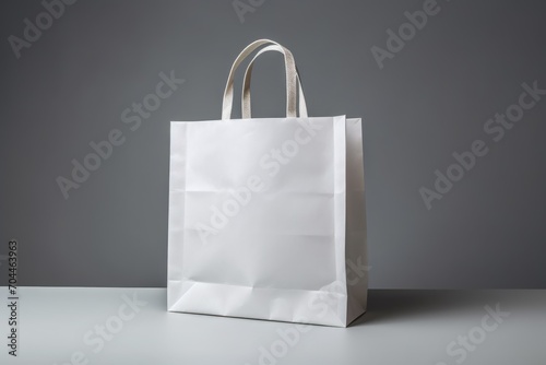 white paper bag on grey background