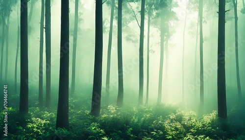 gradient calming nature foggy forest view phone wallpaper background ai generated