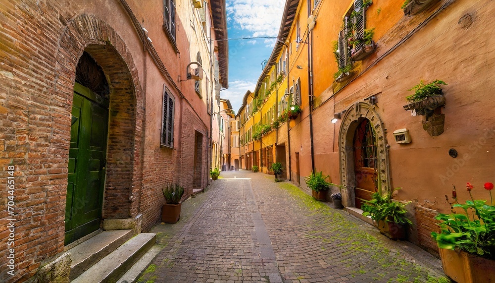 cozy narrow street in ferrara emilia romagna italy