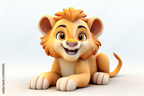 3d animal cute lion is lying down