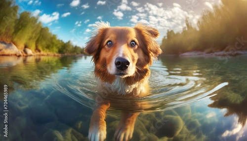 dog in the water