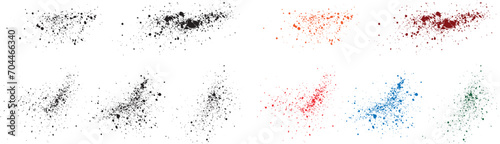 Set of black, purple, green, red, orange, wheat color vector paint blood splash ink texture splatters brush stroke
