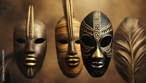 african tribal masks and rituals fantasy concept illustration painting