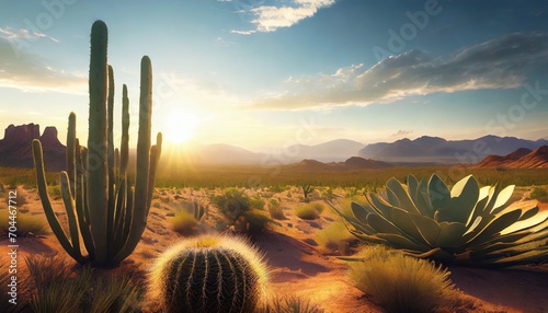 desert landscape with cacti generation ai