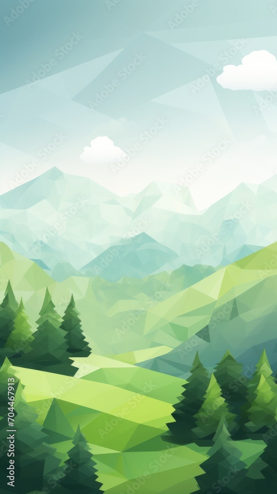 Fototapeta premium A Green Landscape With Trees and Mountains in the Background