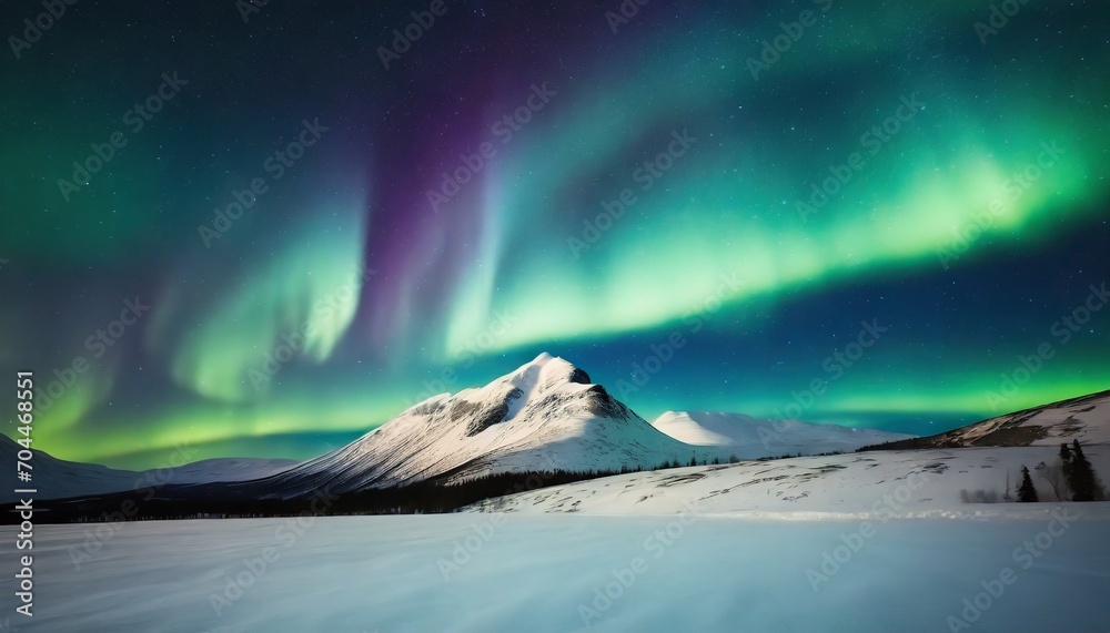 snow mountain with aurora in the background travel concept world explore northern light