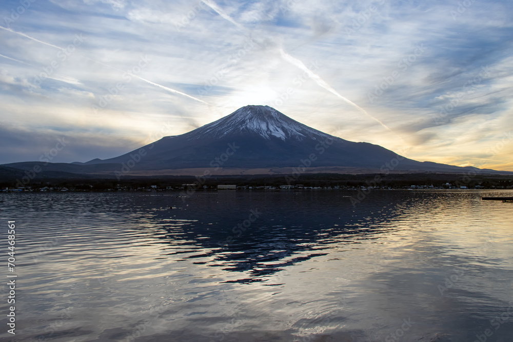 Mount Fuji, Japan, Yamanaka Lake dusk landscape
