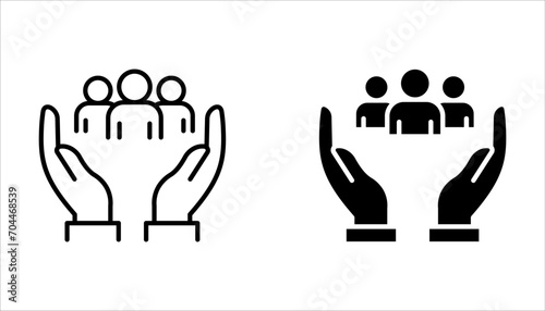 An inclusive workplace. Employee’s Protection Filled Outline icon set vector illustration.