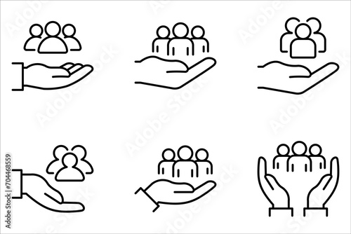 An inclusive workplace. Employee’s Protection Filled Outline icon set vector illustration.