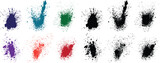 Creative bleeding set of green, red, black, orange, purple, wheat color blood paint splash grunge brush stroke set