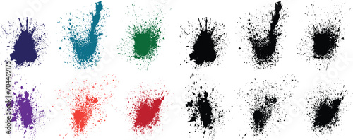 Creative bleeding set of green, red, black, orange, purple, wheat color blood paint splash grunge brush stroke set
