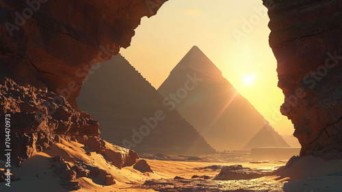 Sunny bunny in the arch of the pyramids, creating an exciting light effect