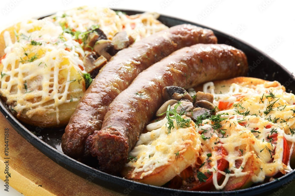 roasted sausages with potato
