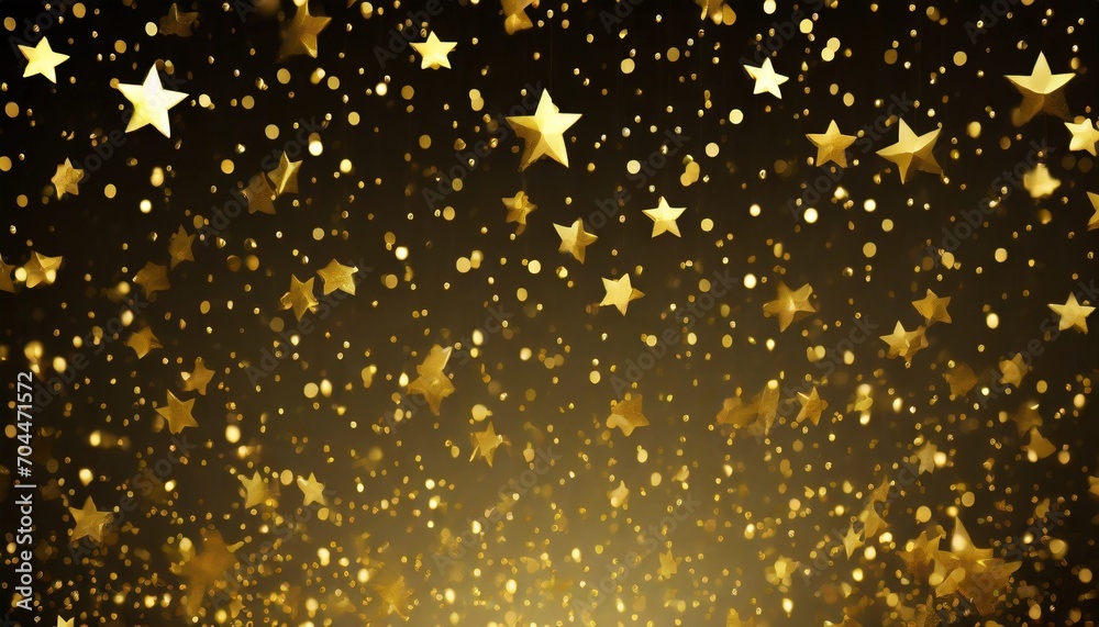 festive background with a cascade of golden confetti stars perfect for a celebration or party
