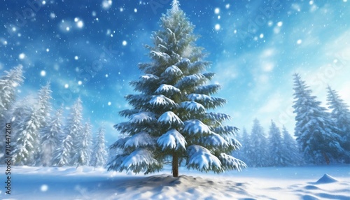 winter christmas delight blue spruce tree in snowy wonderland banner © Enzo